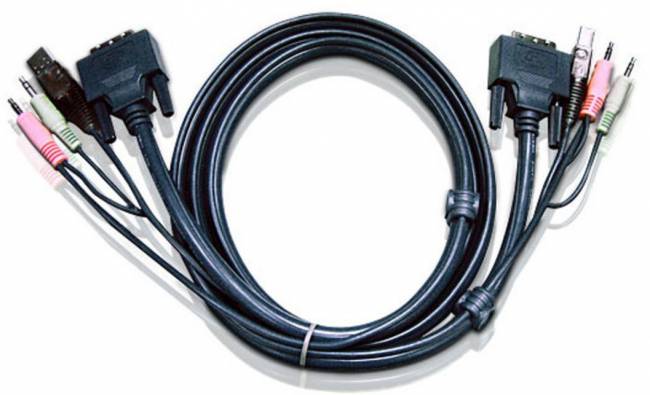 Шнур, мон+клав+мышь USB+аудио, DVI-I Single Link+USB A-Тип+2xRCA=>DVI-I Single Link+USB B-Тип+2xRCA, Male-Male, опрессованный, 3 метр., черный, ATEN 2L-7D03UI — для бизнеса и офиса Шнур, мон+клав+мышь USB+аудио, DVI-I Single Link+USB A-Тип+2xRCA=>DVI-I Single Link+USB B-Тип+2xRCA, Male-Male, опрессованный, 3 метр., черный, ATEN 2L-7D03UI — для бизнеса и офиса