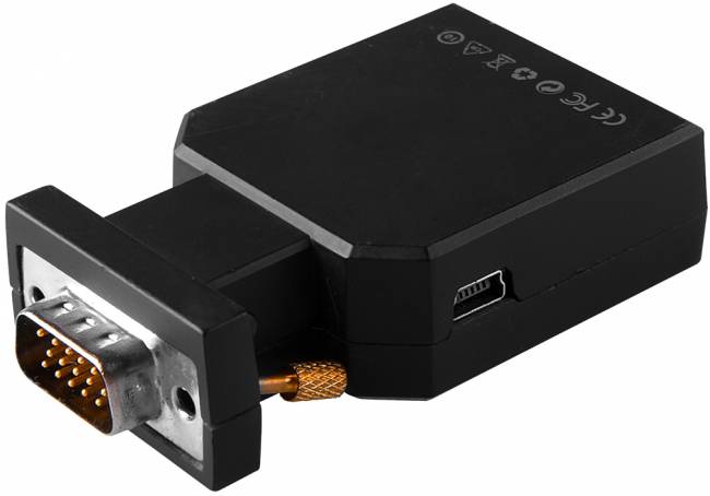 Конвертер переходник VGA + 3.5mm в HDMI,  Greenline, 1920x1080p 60Hz, EDID, GL-v135 Greenconnect VGA + 3.5mm в HDMI,  Greenline, 1920x1080p 60Hz, EDID — для бизнеса и офиса