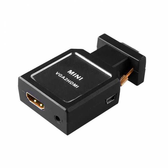Конвертер переходник VGA + 3.5mm в HDMI,  Greenline, 1920x1080p 60Hz, EDID, GL-v135 Greenconnect VGA + 3.5mm в HDMI,  Greenline, 1920x1080p 60Hz, EDID — для бизнеса и офиса