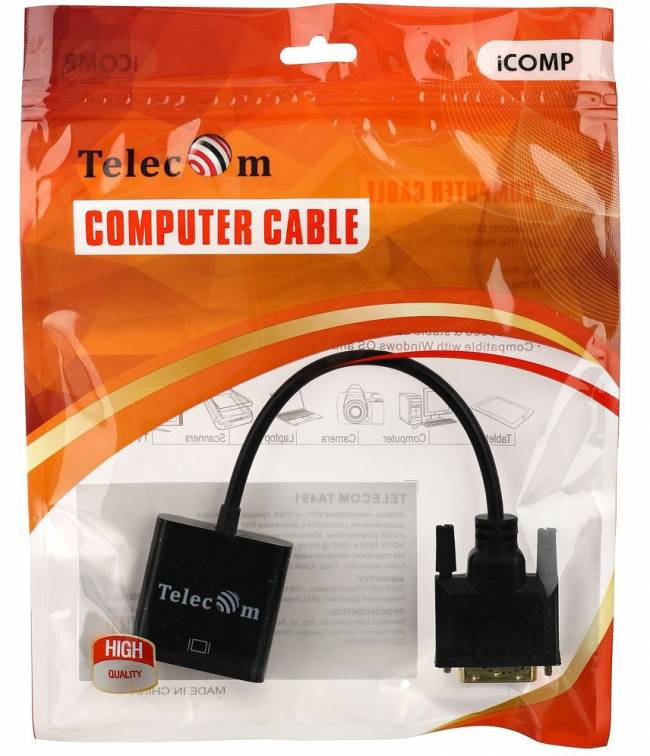 Кабель-переходник DVI-D 25M ---> VGA 15F Telecom <TA491> Telecom DVI-D 25M ---> VGA 15F — для бизнеса и офиса Кабель-переходник DVI-D 25M ---> VGA 15F Telecom <TA491> Telecom DVI-D 25M ---> VGA 15F — для бизнеса и офиса