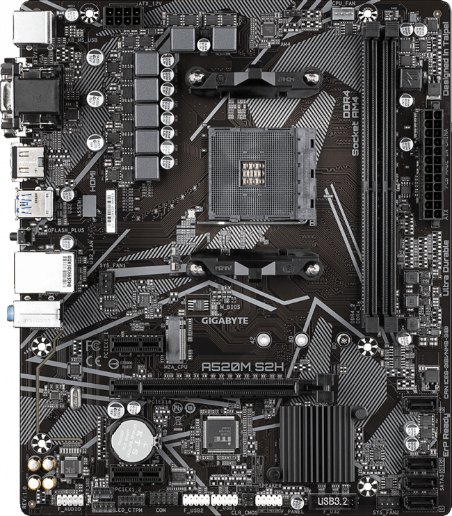 Материнская плата Gigabyte A520M S2H (rev. 1.0) — для бизнеса и офиса Материнская плата Gigabyte A520M S2H (rev. 1.0) — для бизнеса и офиса