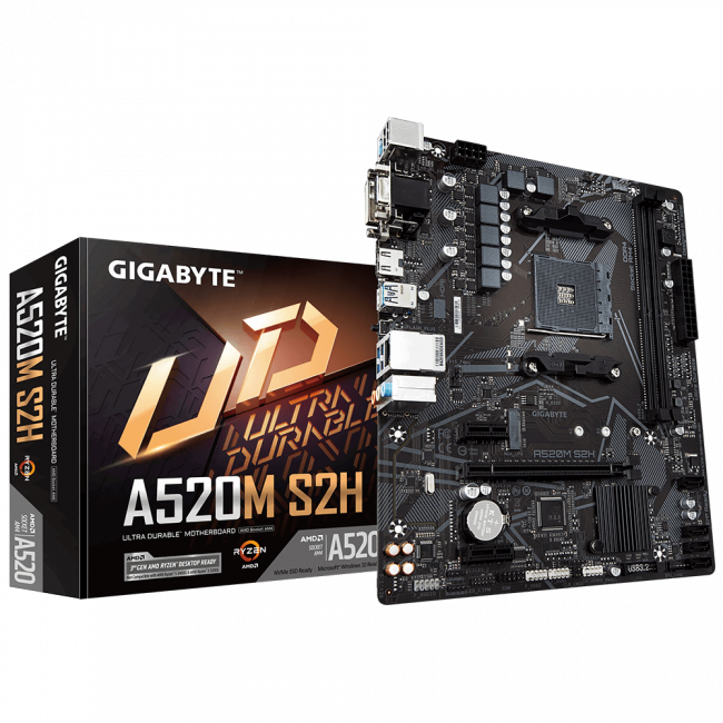 Материнская плата Gigabyte A520M S2H (rev. 1.0) — для бизнеса и офиса Материнская плата Gigabyte A520M S2H (rev. 1.0) — для бизнеса и офиса