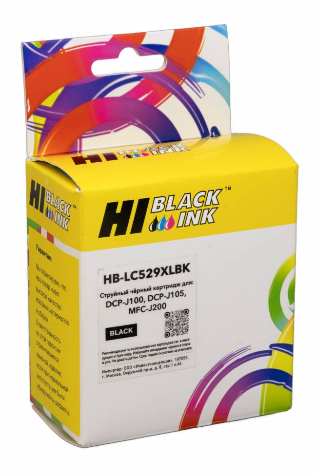 Картридж Hi-Black (LC529XLBK) для Brother DCPJ100/105/MFCJ200, BK — для бизнеса и офиса Картридж Hi-Black (LC529XLBK) для Brother DCPJ100/105/MFCJ200, BK — для бизнеса и офиса
