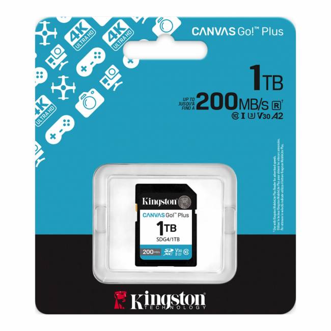 Карта памяти Kingston 1TB SDXC Canvas Go Plus 1TB SDXC Canvas Go Plus Gen4 200MB/s C10 UHS-I U3 V30 Kingston SDG4/1TB — для бизнеса и офиса Карта памяти Kingston 1TB SDXC Canvas Go Plus 1TB SDXC Canvas Go Plus Gen4 200MB/s C10 UHS-I U3 V30 Kingston SDG4/1TB — для бизнеса и офиса
