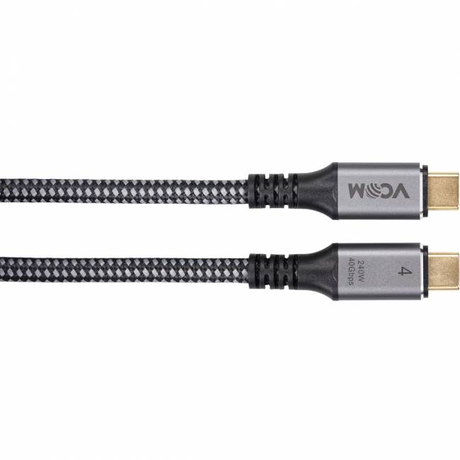 Кабель USB4 TypeC(M)--TypeC(M), 5K@60Hz, 40GBps, PD 240W, 5A, VCOM, 1.2м <CU541M-1.2M> Кабель VCOM USB Type-C M/USB Type-C M (CU541M-1.2M) — для бизнеса и офиса