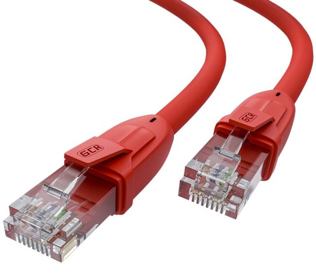 GCR Патч-корд прямой 5.0m UTP кат.6, красный, 24 AWG, литой, ethernet high speed, RJ45, T568B Greenconnect RJ45(m) - RJ45(m) Cat. 6 U/UTP PVC 5м — для бизнеса и офиса