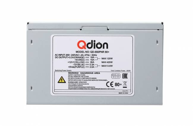 Блок питания 550Вт FSP QDION QD-550PNR 80+ ATX — для бизнеса и офиса Блок питания 550Вт FSP QDION QD-550PNR 80+ ATX — для бизнеса и офиса