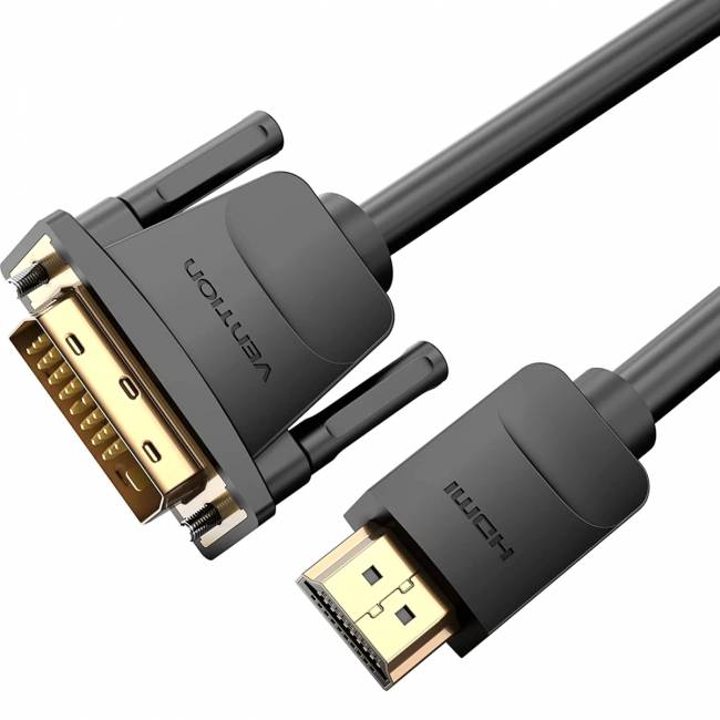 Кабель Vention HDMI 19M/DVI-D Dual link 25M - 2 м. Кабель Vention HDMI M/DVI-D M (ABFBH) — для бизнеса и офиса
