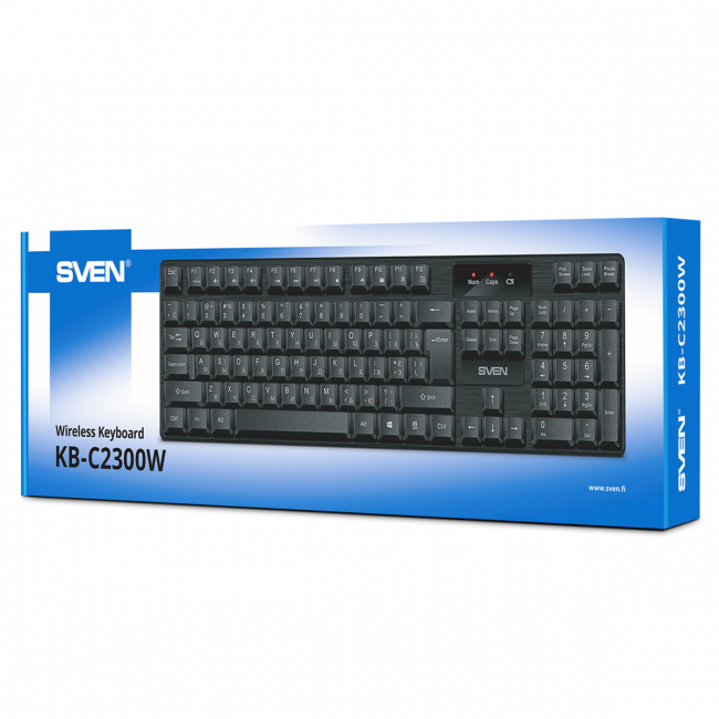 Беспроводная клавиатура SVEN KB-C2300W (2,4 GHz, 104кл.) Sven KB-C2300W — для бизнеса и офиса Беспроводная клавиатура SVEN KB-C2300W (2,4 GHz, 104кл.) Sven KB-C2300W — для бизнеса и офиса