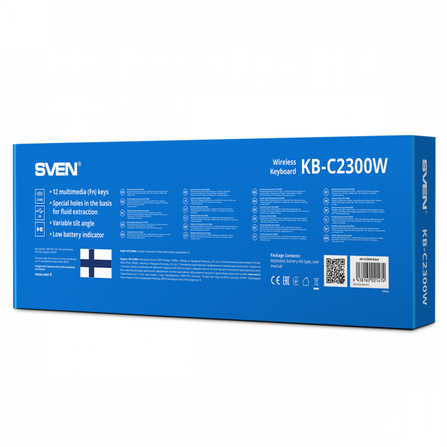 Беспроводная клавиатура SVEN KB-C2300W (2,4 GHz, 104кл.) Sven KB-C2300W — для бизнеса и офиса Беспроводная клавиатура SVEN KB-C2300W (2,4 GHz, 104кл.) Sven KB-C2300W — для бизнеса и офиса