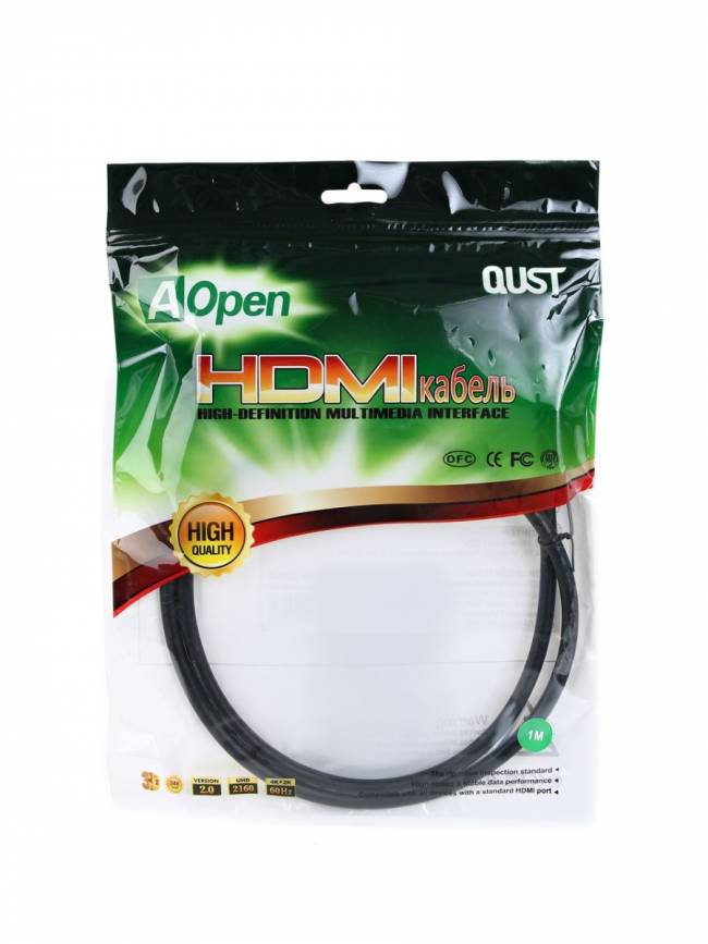 Кабель HDMI 19M/M ver 2.0, 1М  Aopen <ACG711-1M> AOpen HDMI (m) - HDMI (m) 1м — для бизнеса и офиса