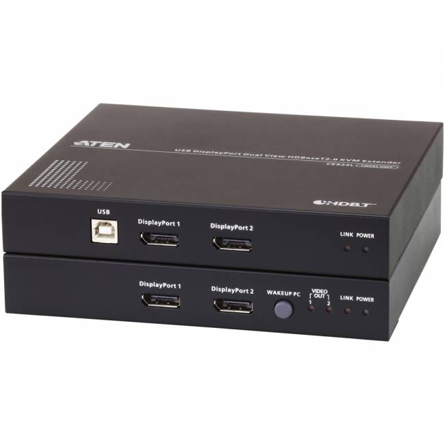 USB, Двойдной DisplayPort, КВМ-удлинитель с поддержкой HDBaseT™ 2.0 (4K@100 м)/ATEN ATEN CE924 — для бизнеса и офиса