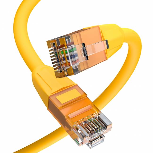 GCR Патч-корд прямой 1.0m LSZH UTP кат.6, желтый, 24 AWG, литой без фиксатора, ethernet high speed, RJ45, T568B Greenconnect RJ45(m) - RJ45(m) Cat. 6 U/UTP LSZH 1м — для бизнеса и офиса