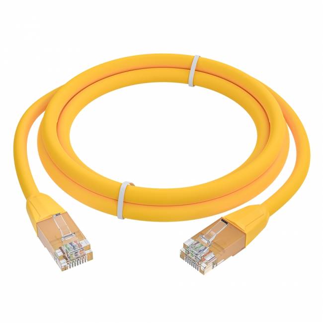 GCR Патч-корд прямой 1.0m LSZH UTP кат.6, желтый, 24 AWG, литой без фиксатора, ethernet high speed, RJ45, T568B Greenconnect RJ45(m) - RJ45(m) Cat. 6 U/UTP LSZH 1м — для бизнеса и офиса