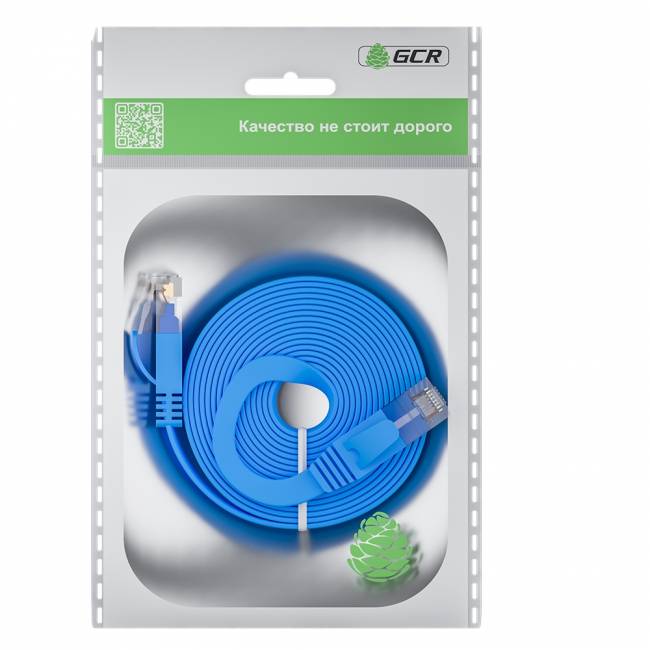 GCR Патч-корд PROF плоский прямой 10.0m, UTP медь кат.6, синий, 30 AWG, ethernet high speed 10 Гбит/с, RJ45, T568B, GCR-52852 Greenconnect RJ45(m) - RJ45(m) Cat. 7 U/UTP PVC 10м — для бизнеса и офиса GCR Патч-корд PROF плоский прямой 10.0m, UTP медь кат.6, синий, 30 AWG, ethernet high speed 10 Гбит/с, RJ45, T568B, GCR-52852 Greenconnect RJ45(m) - RJ45(m) Cat. 7 U/UTP PVC 10м — для бизнеса и офиса