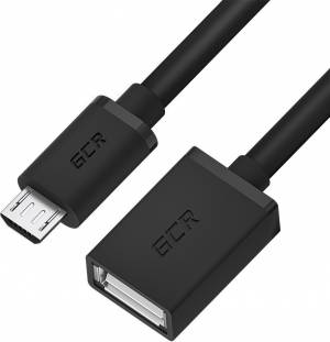 GCR Адаптер переходник OTG 0.15m USB, microB 5pin/AF, черный, 28/28 AWG, морозостойкий, GCR-53381 Greenconnect GCR-53381