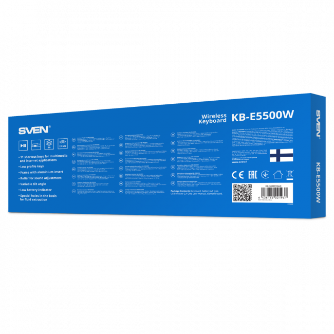 Беспроводная клавиатура SVEN KB-E5500W (2,4 GHz, 115кл.) Sven SV-021931 — для бизнеса и офиса Беспроводная клавиатура SVEN KB-E5500W (2,4 GHz, 115кл.) Sven SV-021931 — для бизнеса и офиса