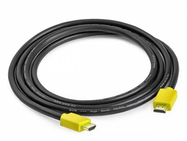 Greenconnect Кабель 1.5m HDMI версия 2.0, HDR 4:2:2, Ultra HD, 4K 60 fps 60Hz/5K*30Hz, 3D, AUDIO, 18.0 Гбит/с, 28/28 AWG, OD7.3mm, тройной экран, черный, желтые коннекторы, GCR-HM441-1.5m Greenconnect HDMI (m) - HDMI (m) 1.5м — для бизнеса и офиса