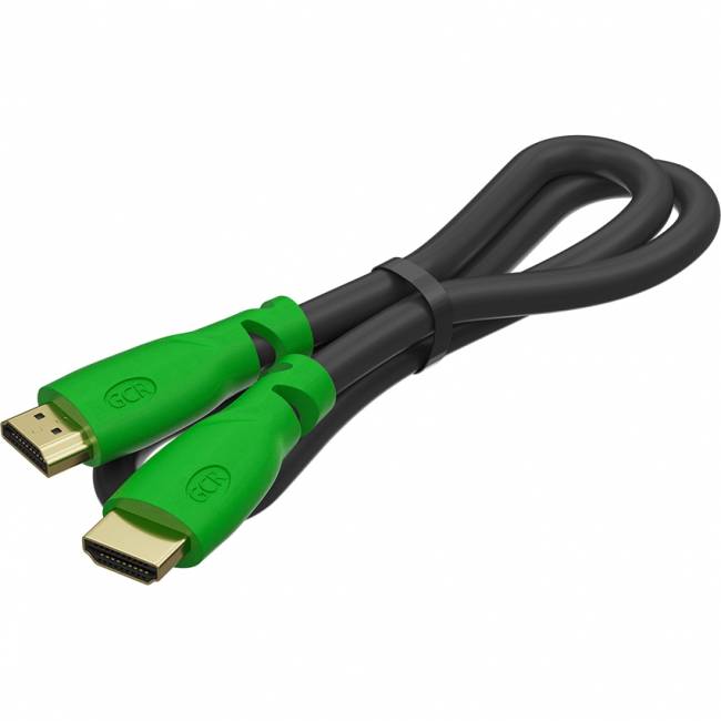 Greenconnect Кабель 1.0m, HDMI версия 2.0 HDR 4:2:2, Ultra HD, 4K 60 fps 60Hz/5K*30Hz, 3D, AUDIO, 18.0 Гбит/с, 28/28 AWG, OD7.3mm, тройной экран, черный, зеленые коннекторы, GCR-HM321-1.0m Greenconnect GCR-HM321-1.0m — для бизнеса и офиса