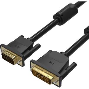 Кабель Vention DVI-I Dual link 24+5M/VGA 15M с ферритовым фильтром - 1.5м. Кабель Vention DVI-I(m)/VGA(m) - 1.5 м (EACBG)