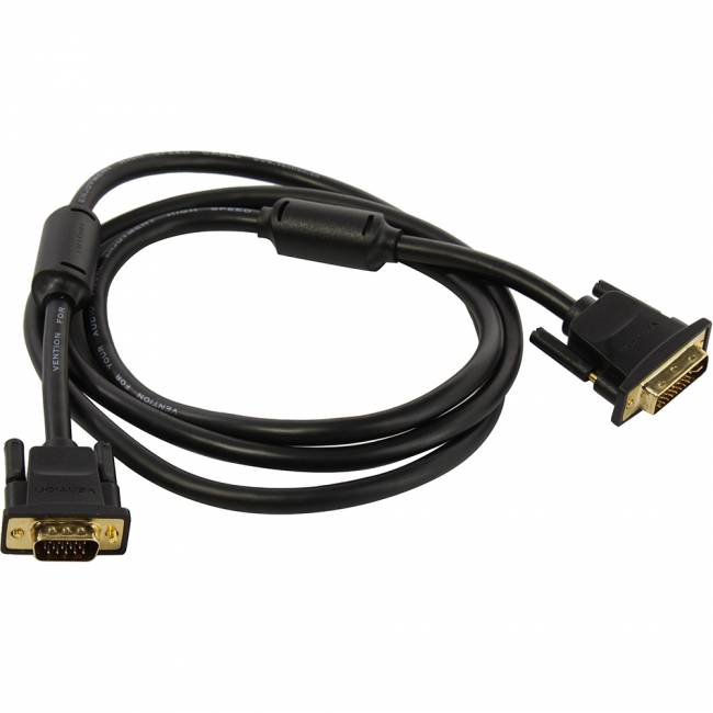 Кабель Vention DVI-I Dual link 24+5M/VGA 15M с ферритовым фильтром - 1.5м. Кабель Vention DVI-I(m)/VGA(m) - 1.5 м (EACBG) — для бизнеса и офиса