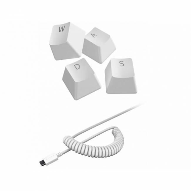 Колпачки и кабель клавиатуры Razer PBT Keycap + Coiled Cable Upgrade Set, Mercury White (US/UK) Razer RC21-01490900-R3M1 — для бизнеса и офиса