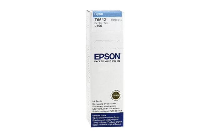 Чернила Epson L100/110/200/210/300/355/550/555 (O) C13T66424A/C13T664298, cyan, 70ml — для бизнеса и офиса Чернила Epson L100/110/200/210/300/355/550/555 (O) C13T66424A/C13T664298, cyan, 70ml — для бизнеса и офиса