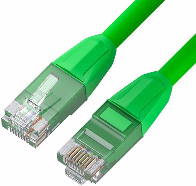 GCR Патч-корд прямой 1.0m LSZH UTP кат.6, зеленый, 24 AWG, литой без фиксатора, ethernet high speed, RJ45, T568B Greenconnect RJ45(m) - RJ45(m) Cat. 6 U/UTP LSZH 1м — для бизнеса и офиса