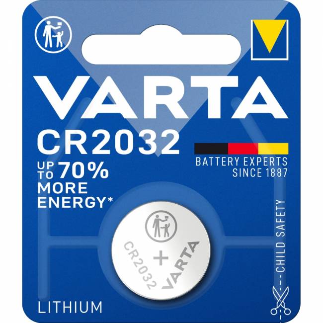 Батарейка Varta ELECTRONICS CR2032 BL1 Lithium 3V (6032) (1/10/100) (1 шт.) Varta PRIMARY LITHIUM CR2032 (06032101401) — для бизнеса и офиса