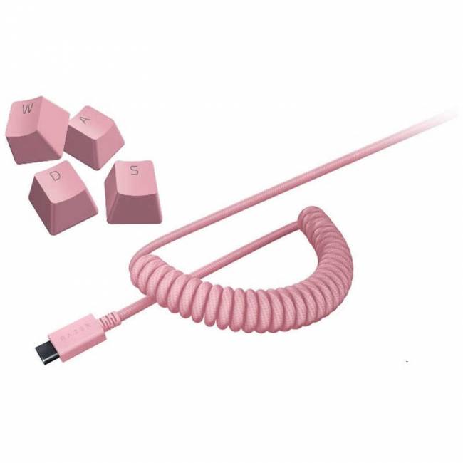 Колпачки и кабель клавиатуры Razer PBT Keycap + Coiled Cable Upgrade Set, Quartz Pink (US/UK) Razer RC21-01491000-R3M1 — для бизнеса и офиса