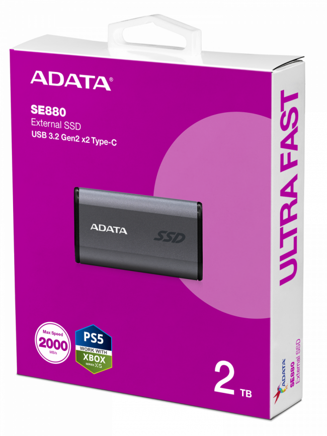 Твердотельный накопитель ADATA SSD SE880 2 ТБ (AELI-SE880-2TCGY) — для бизнеса и офиса Твердотельный накопитель ADATA SSD SE880 2 ТБ (AELI-SE880-2TCGY) — для бизнеса и офиса