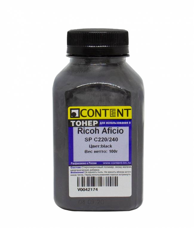 Тонер Content для Ricoh Aficio SP C220/240, Bk, 100 г, банка — для бизнеса и офиса Тонер Content для Ricoh Aficio SP C220/240, Bk, 100 г, банка — для бизнеса и офиса