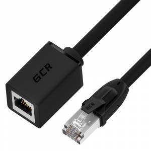 GCR Удлинитель патч-корда прямой 1.0m, FTP медь, кат.6, никелированный коннектор, 24 AWG, Premium ethernet high speed 10 Гбит/с, RJ45, T, GCR-52605 Greenconnect RJ45(m) - RJ45(f) Cat. 6 FTP 1м чёрный