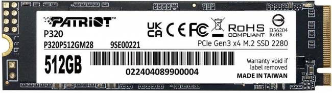 Накопитель SSD Patriot P320P512GM28 — для бизнеса и офиса Накопитель SSD Patriot P320P512GM28 — для бизнеса и офиса