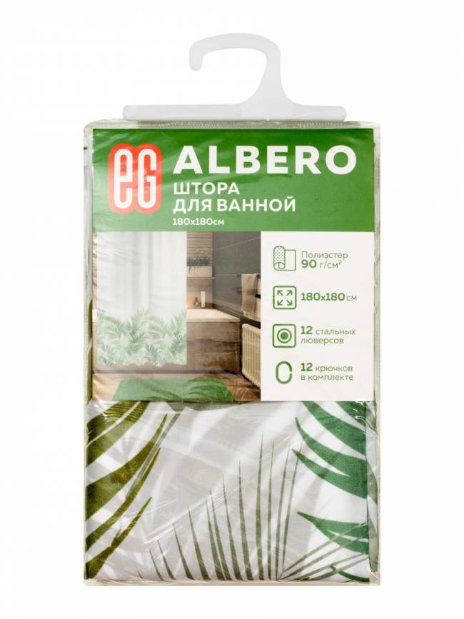 Штора для ванной Штора для ванной Albero, 180x180 см — для бизнеса и офиса Штора для ванной Штора для ванной Albero, 180x180 см — для бизнеса и офиса