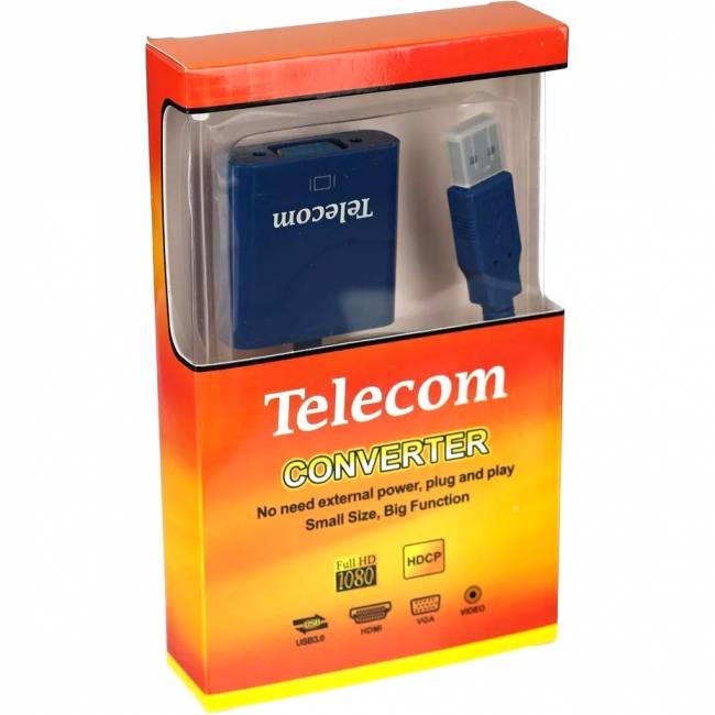 Адаптер USB 3.0 -> VGA-F display adapter Telecom <TA710> Адаптер Telecom USB 3.0 A M/VGA F (TA710) — для бизнеса и офиса Адаптер USB 3.0 -> VGA-F display adapter Telecom <TA710> Адаптер Telecom USB 3.0 A M/VGA F (TA710) — для бизнеса и офиса