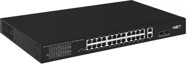 PoE коммутатор Fast Ethernet NST NS-SW-24F2G-P — для бизнеса и офиса PoE коммутатор Fast Ethernet NST NS-SW-24F2G-P — для бизнеса и офиса