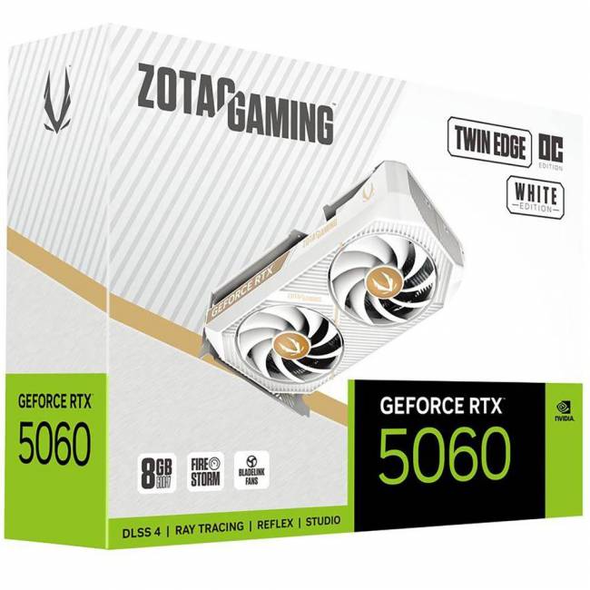 Видеокарта Zotac GAMING GeForce RTX 5060 Twin Edge OC White Edition 8Gb (ZT-B50600Q-10M) — для бизнеса и офиса Видеокарта Zotac GAMING GeForce RTX 5060 Twin Edge OC White Edition 8Gb (ZT-B50600Q-10M) — для бизнеса и офиса