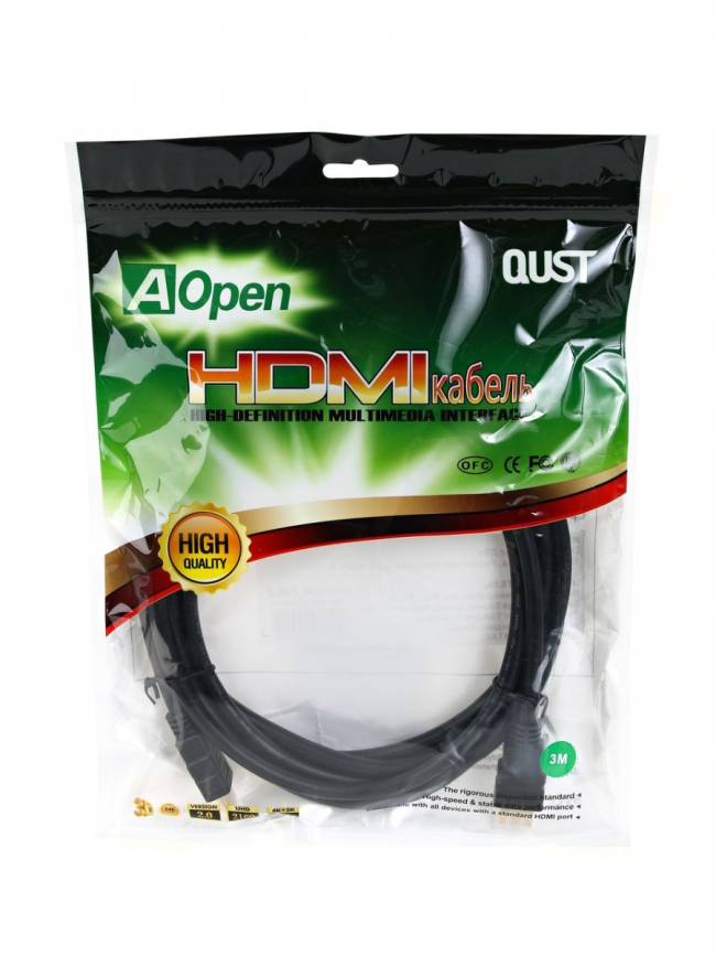 Кабель HDMI 19M/M ver 2.0, 3М  Aopen <ACG711-3M> AOpen HDMI (m) - HDMI (m) 3м — для бизнеса и офиса