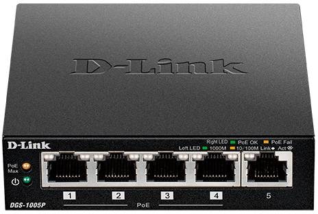 Коммутатор D-Link DGS-1005P/A1A — для бизнеса и офиса Коммутатор D-Link DGS-1005P/A1A — для бизнеса и офиса