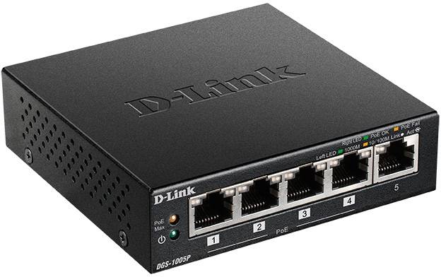 Коммутатор D-Link DGS-1005P/A1A — для бизнеса и офиса Коммутатор D-Link DGS-1005P/A1A — для бизнеса и офиса