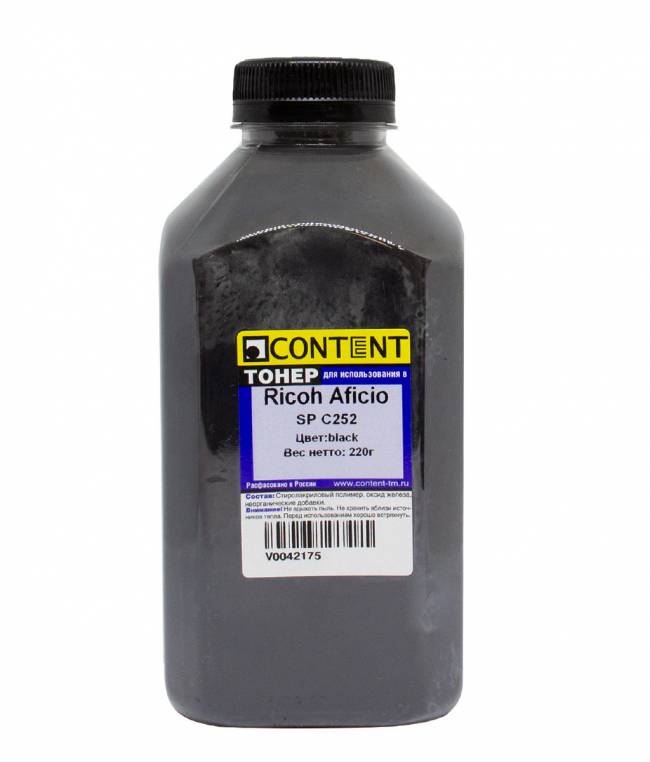 Тонер Content для Ricoh Aficio SP C252, Bk, 220 г, банка — для бизнеса и офиса Тонер Content для Ricoh Aficio SP C252, Bk, 220 г, банка — для бизнеса и офиса