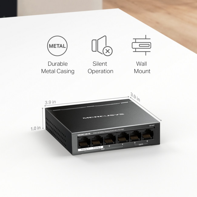 Коммутатор Mercusys MS106P — для бизнеса и офиса