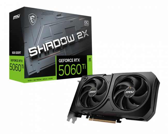 Видеокарта MSI GeForce RTX 5060 Ti 8G SHADOW 2X OC PLUS — для бизнеса и офиса