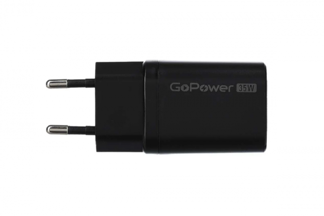 Сетевое З/У Сетевое З/У GoPower GPQC09 1USB+1Type-C 35W QC3.0 GAN черный — для бизнеса и офиса