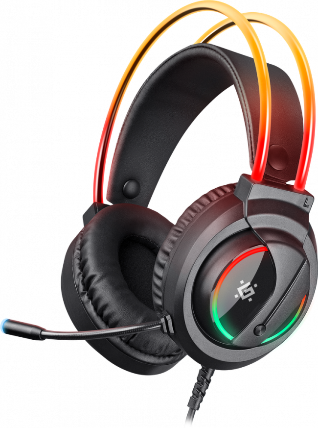 Defender Игровая гарнитура Flame черный, RGB, провод 2 м Defender 64555 — для бизнеса и офиса Defender Игровая гарнитура Flame черный, RGB, провод 2 м Defender 64555 — для бизнеса и офиса