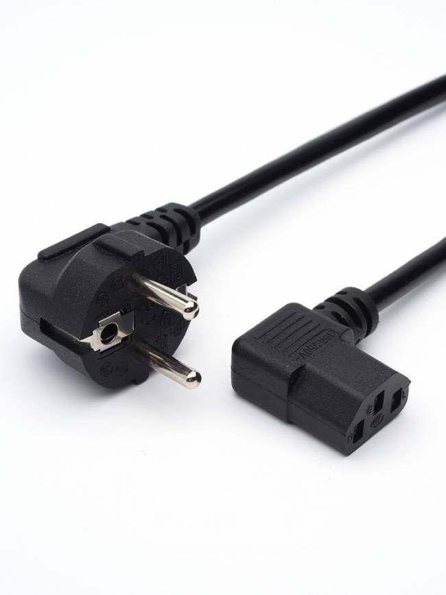 Кабель питания 1.8 m угловой 90° (0.75 mm, евровилка) ATcom CEE 7/7 - IEC 320 C13 1.8 м — для бизнеса и офиса