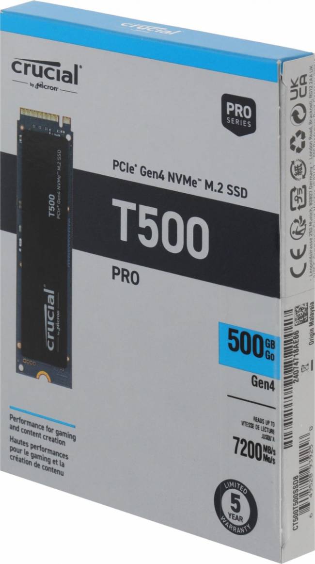 Накопитель SSD Crucial CT500T500SSD8 — для бизнеса и офиса Накопитель SSD Crucial CT500T500SSD8 — для бизнеса и офиса