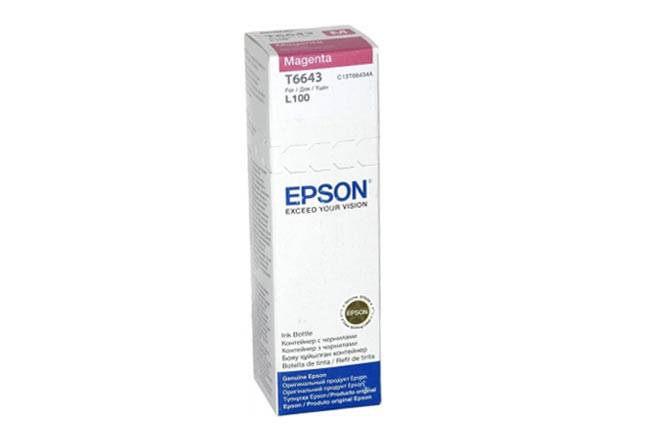Чернила Epson L100/110/200/210/300/355/550/555 (O) C13T66434A/C13T664398, magenta, 70ml — для бизнеса и офиса Чернила Epson L100/110/200/210/300/355/550/555 (O) C13T66434A/C13T664398, magenta, 70ml — для бизнеса и офиса