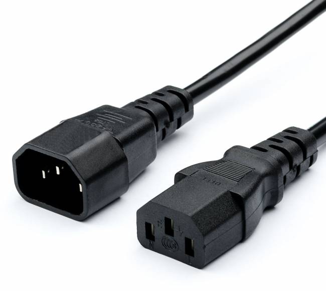 Кабель питания удлинитель 1.8 m (0.75 mm, для ИБП) ATcom IEC 320 C13 - IEC 320 C14 1.8 м — для бизнеса и офиса